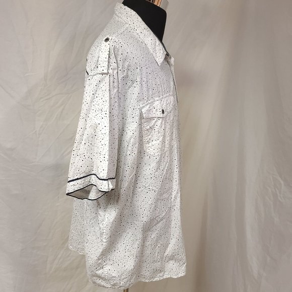 Truth Substance Common Sense Mens 4X White Polka Dot Short Sleeve Shirt - Picture 8 of 11
